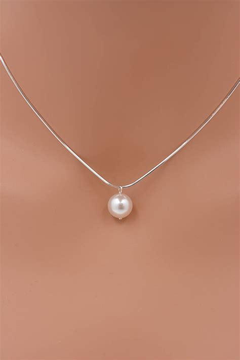 One Pearl Necklace Single Pearl Pendant On Sterling Silver Etsy