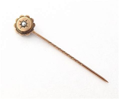9ct Gold Seed Pearl Stick Pin Antique 9k Tie Pin Victorian Cravat