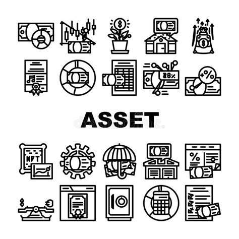Asset Management Digital Business Icons Set Vector Stock Vector