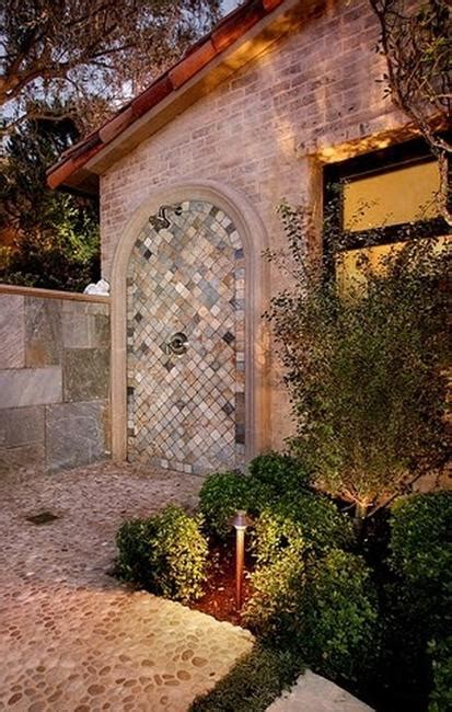 30 Outdoor Shower Design Ideas Showing Beautiful Tiled And Stone Walls