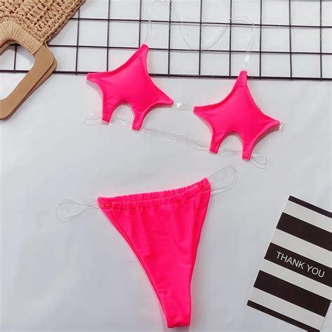 wholesale bikinis set at 20 01 get sexy neon metallic micro thong bikini 2020 lady swimwear