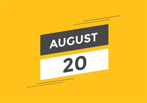 August 20 Calendar Reminder 20th August Daily Calendar Icon Template