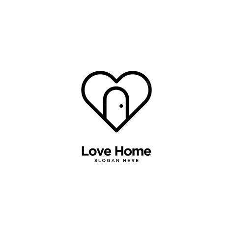 Gambar Cinta Rumah Garis Besar Logo Monoline Ikon Rumah Ikon Logo