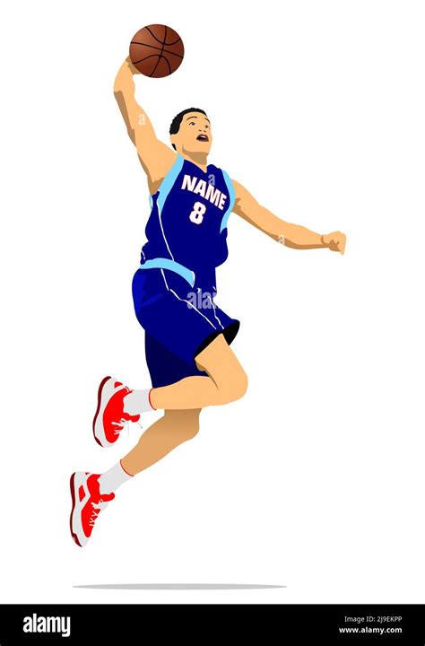 Basketball Player Silhouettes Colored Vector 3d Illustration For