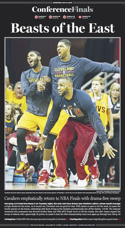 See Newspaper Pages On Cleveland Cavaliers Winning Nba Eastern
