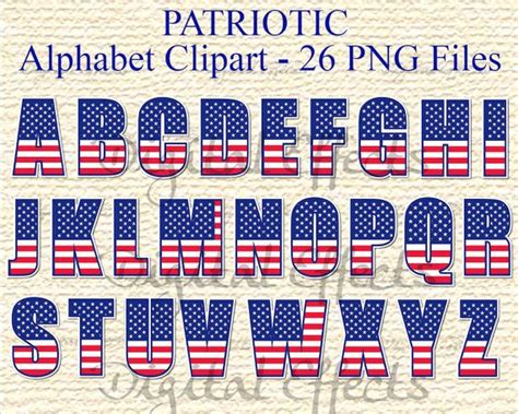 Red White And Blue Alphabet Alphabet Clipart 26 Png Files Etsy