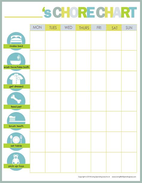 Free Printable Weekly Chore Charts Chore Chart Kids Chores For Kids