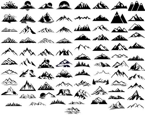 Art And Collectibles Digital Vector Png Svg  Pdf Mountains Svg