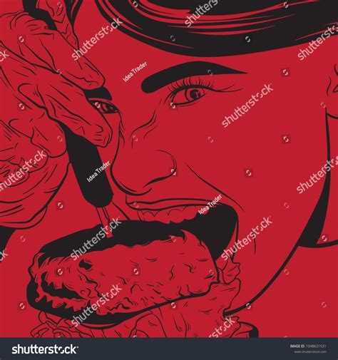 Vector Hand Drawn Illustration Girl Eating Stock Vector Royalty Free 1048631531 Shutterstock