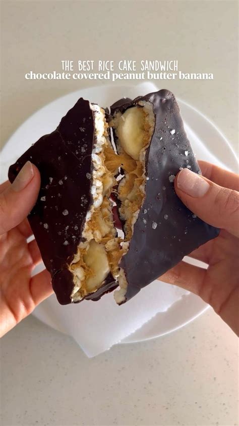 Chocolate Covered Peanut Butter Banana Rice Cake Sandwich Healthy