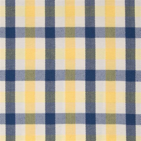 Yellow Blue And Yellow Plaid Woven Upholstery Fabric