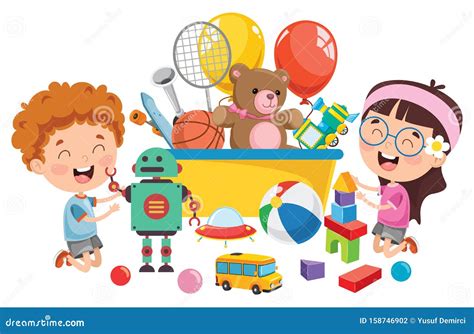 Happy Children Playing With Toys Stock Vector Illustration Of Kids