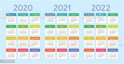 Ilustración De Calendario 2020 2021 2022 Años Plantilla De Diseño De