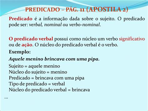 O Predicado Verbal Sujeito E Predicado Aula De Português Dicas De