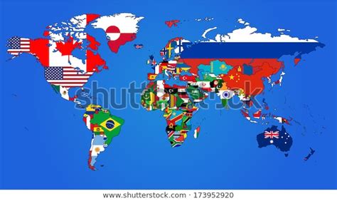 World Flag Map Blue Background Stock Vector Royalty Free 173952920