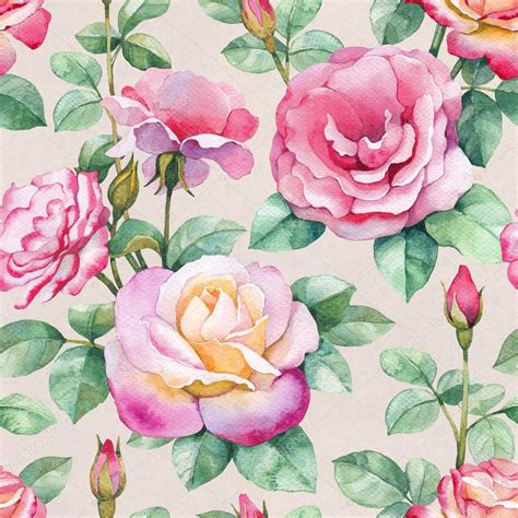Watercolor Rose Flowers Pattern Stock Photo By ©sashsmir 59480561