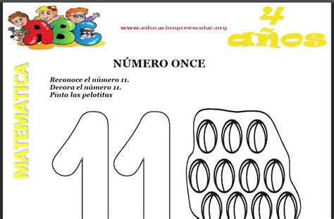 Fichas del Número 11 Para Niños de 4 Años — Educación Preescolar