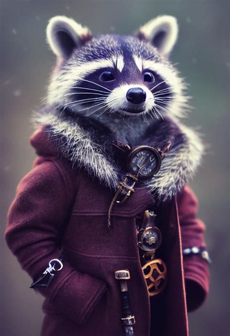 Tiny Cute And Adorable Racoon Steampunk Adventurer Midjourney Openart