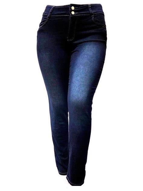 Womens Plus Size Stretch Dark Blue Black High Waist Denim Jeans Skinny