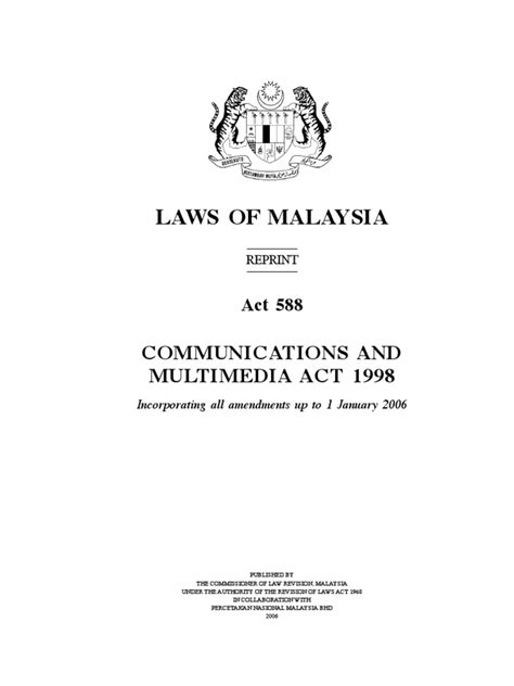 Index.communications and multimedia act 1998 act 588. Communications and Multimedia Act 1998 _Act 588 | Tribunal ...