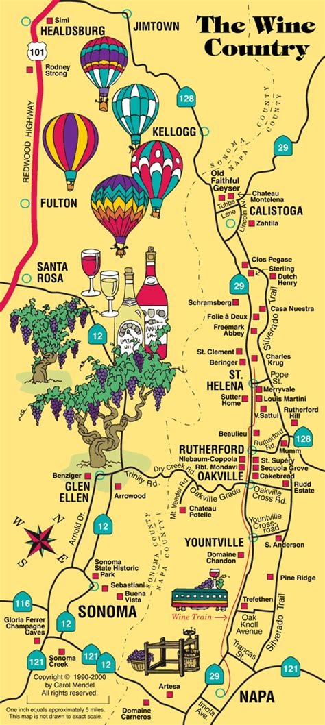 Wine Country Map Of Napa And Sonoma Valleys