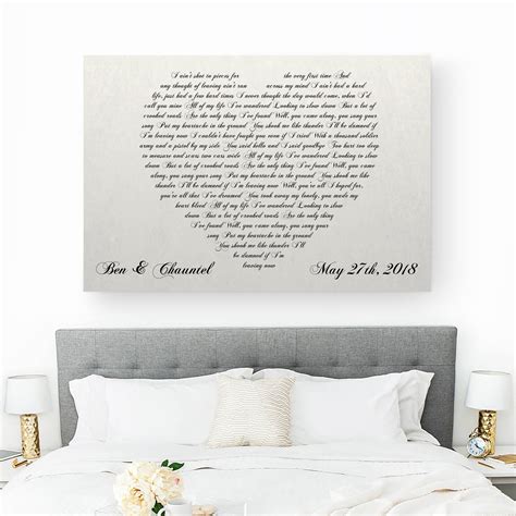 Lyrics In A Heart Canvas Personalized Canvas