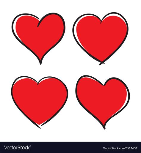 Set Of Hand Drawn Hearts Design Elements Vector Image
