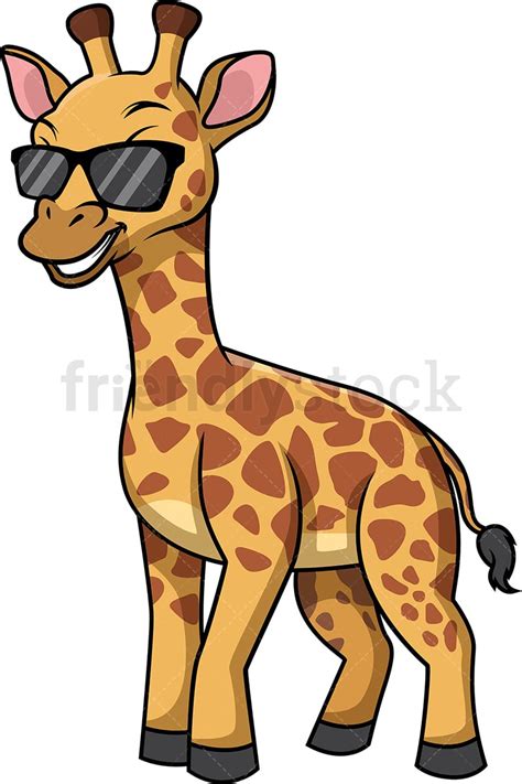 Giraffe With Sunglasses Cartoon Clipart Vector Friendlystock