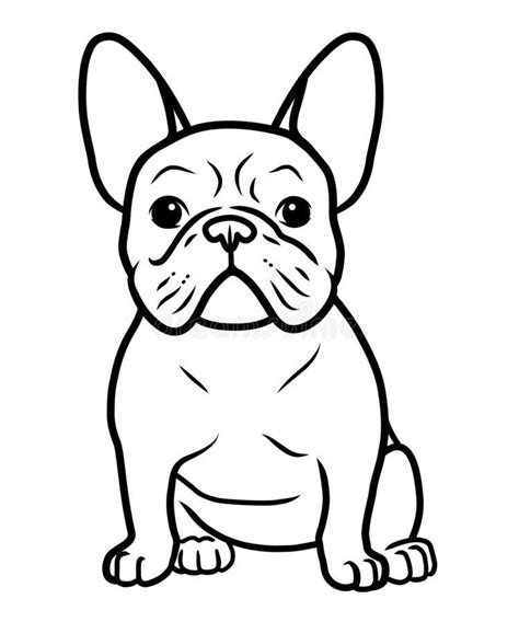 French Bulldog Black And White Hand Drawn Cartoon Portrait Vector