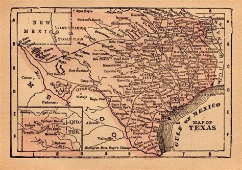 Rare Antique Texas Map 1888 Rare Miniature Vintage Map Of Texas 2957