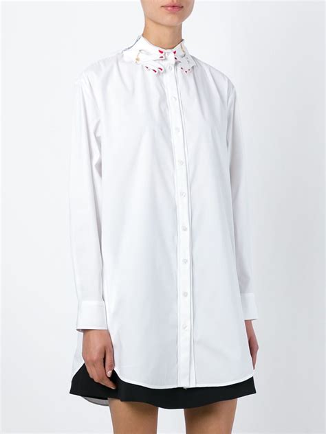 How to embroider a shirt collar. Lyst - Vivetta 'hands' Embroidered Collar Shirt in White