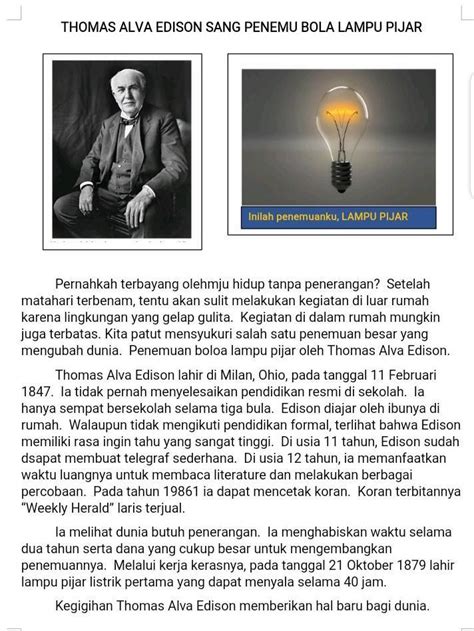 Teks Biografi Thomas Alva Edison Lukisan
