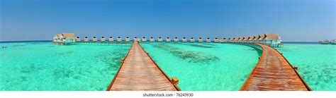 Maldive Water Villa Bungalows Panorama Stock Photo 76243930 Shutterstock