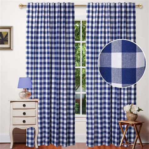 Blue Gingham Sheer Curtains Curtains And Drapes