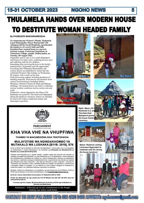 THULAMELA HANDS OVER HOUSE TO DESTITUTE WOMAN HEADED HOUSEHOLD AT