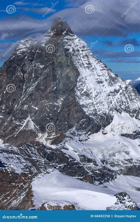 Amazing Panorama Of Mount Matterhorn Covered With Clouds Alps
