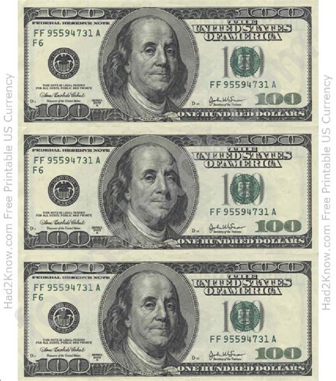 Printable Realistic 100 Dollar Bill Customize And Print