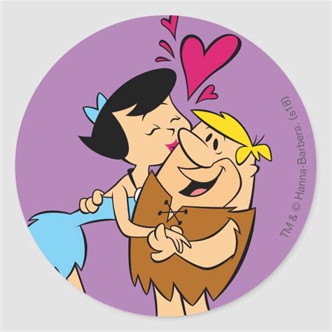 The Flintstones Betty Kissing Barney Classic Round Sticker Zazzle Flintstones Classic
