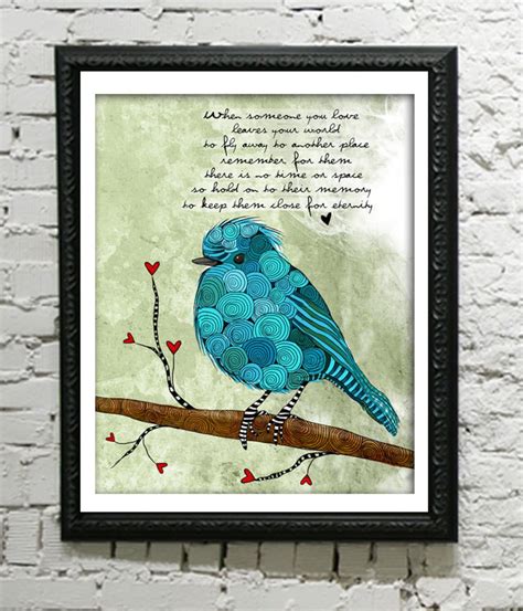 Little Blue Bird Loss Original Illustration Art Print Etsy