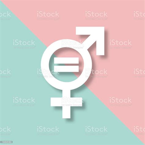 Gender Equality 3d White Equity Parity Men And Women Sign Isolated On Green And Pink Pastel