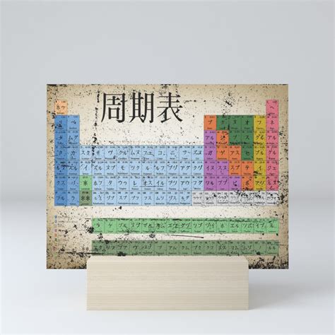 Japan Japanese Periodic Table Of The Elements Vintage Chart Silver Mini