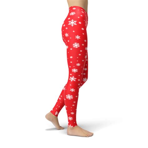 Red Snowflake Holiday Legging Made With Buttersoft Fabric Snowflake Leggings Girls Leggings