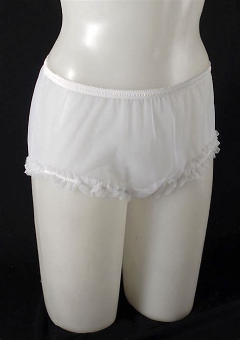 Vintage 60s Totally Sheer White Nylon Chiffon Panties W Ruffle Trim M L Ebay
