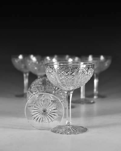 Antique Champagne Glasses Set Of Eight English C1880