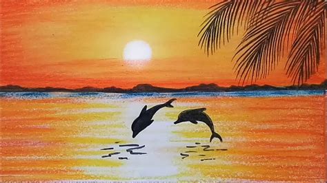 How To Paint A Scenery Of Sunset With Oil Pastels Colorstep By Step