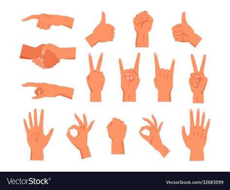 Set Hand Gesture Non Verbal Palm Symbol Royalty Free Vector