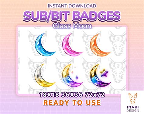 Twitch sub badges - Glossy Moon - sub bit badges / stream / cheer