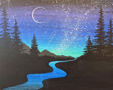 Acrylic Painting On Canvas Acrylic Painting Canvas Night Sky