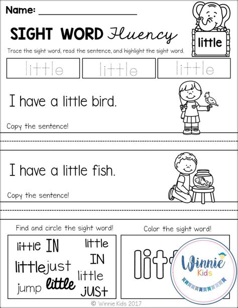 Sight Word Fluency Practice Pre Primer Sight Words Sight Word
