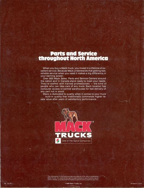 1980 Mack Brochure Mack K